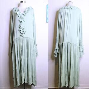 Free People Mint Green Ruffled Maxi Dress